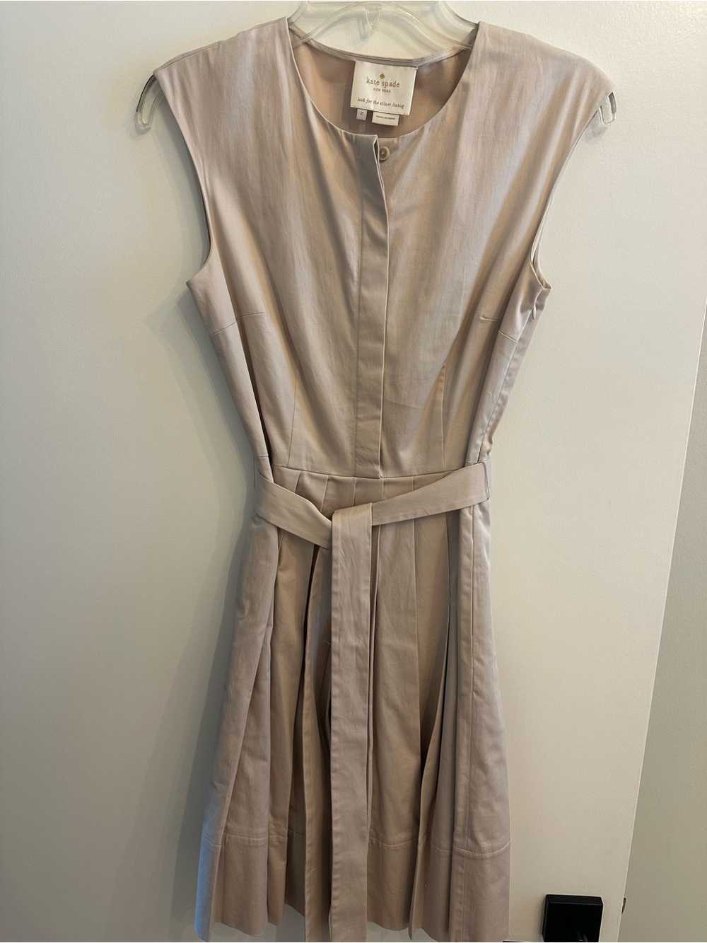 kate spade Sleeveless Belted Midi Dress in Taupe